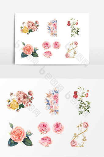 水墨水彩植物花瓣png设计素材图片