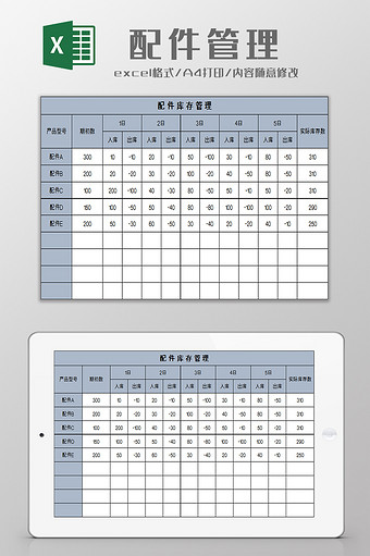 配件库存管理excel模板图片