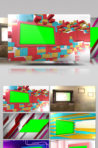 8款演播室绿屏抠像动画特效元素素材视频图片