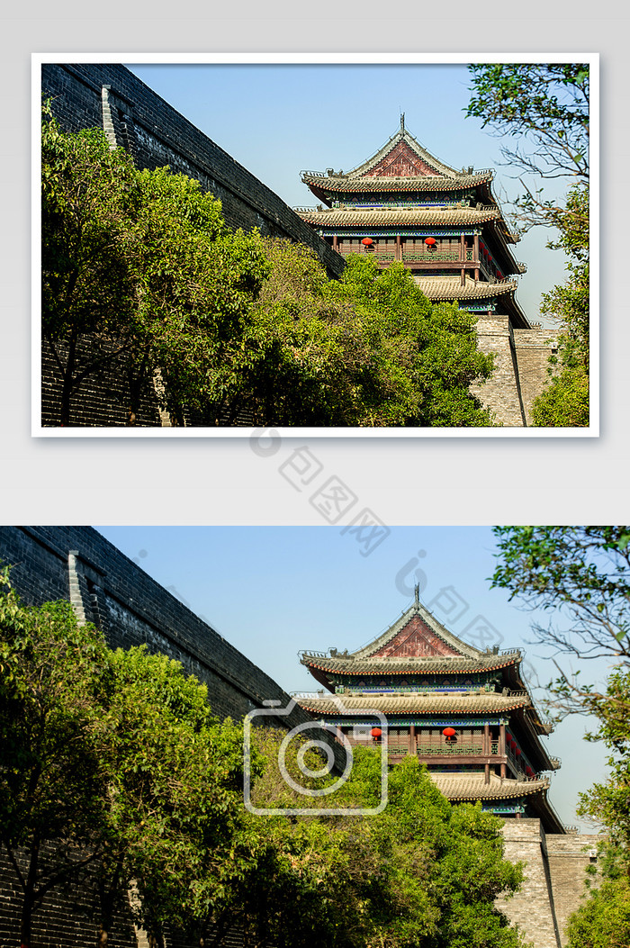 西安古城墙小城楼摄影图片图片