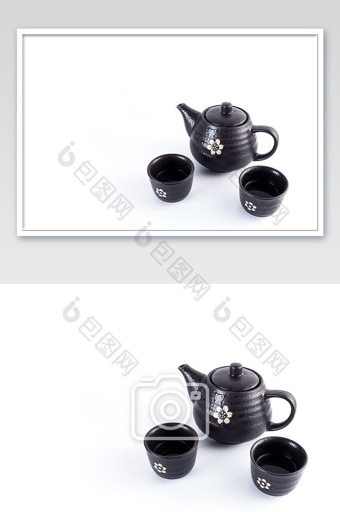 茶壶茶杯复古粗陶茶具白底简洁素材高清图图片图片