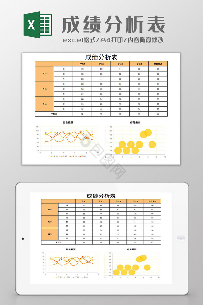 成绩分析表Excel模板