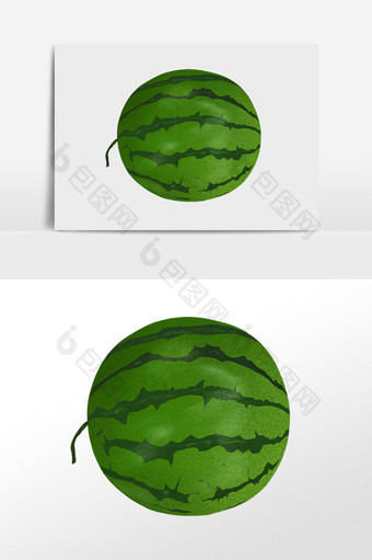 手绘夏季新鲜可口水果西瓜插画图片