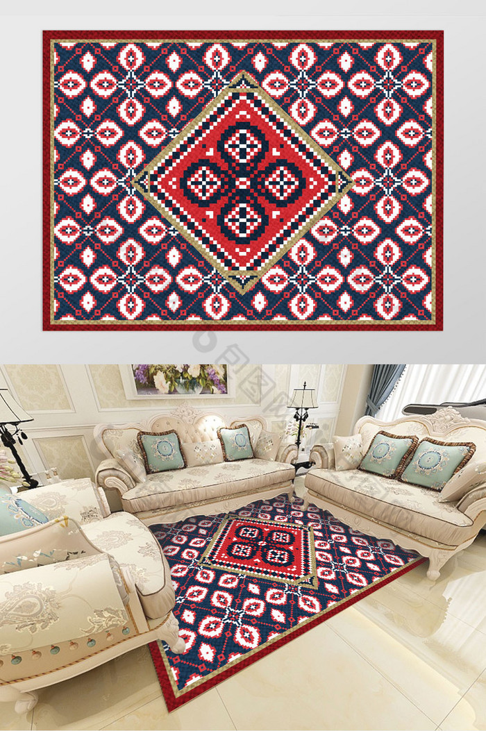 欧式复古花纹美式客厅茶几沙发垫地毯图片图片