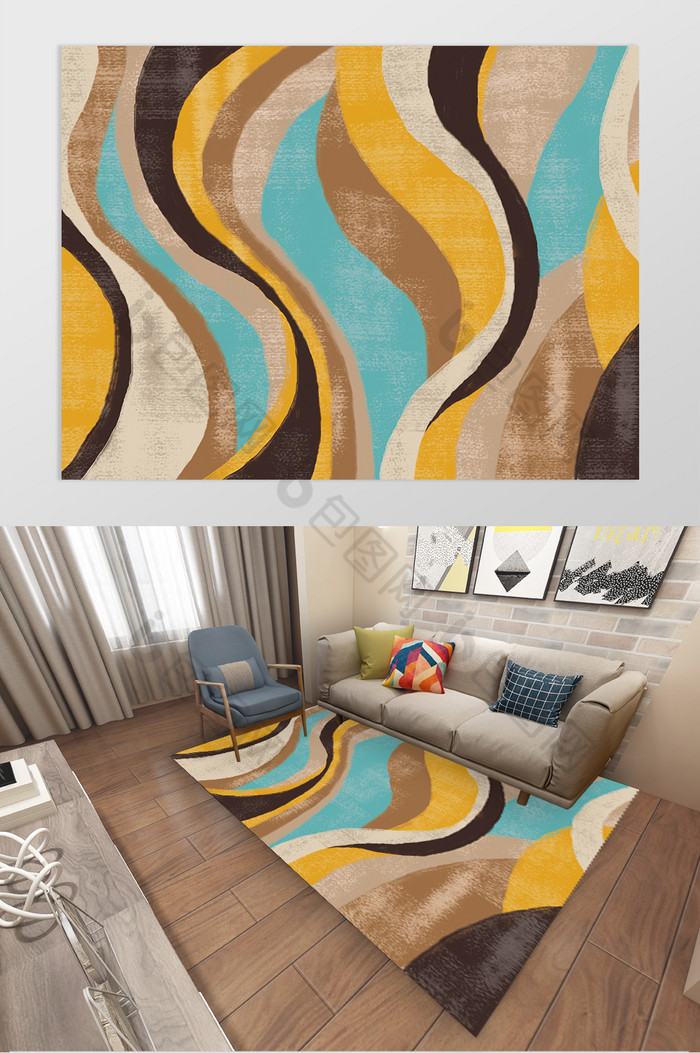 北欧风简约抽象纹理客厅卧室酒店地毯图案图片图片