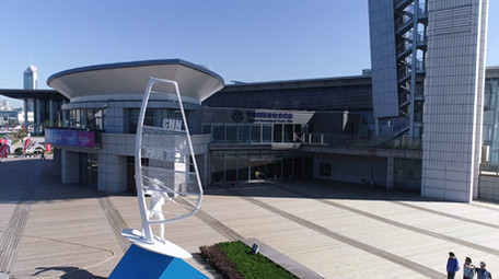 青岛城市风景航拍奥帆中心视频素材