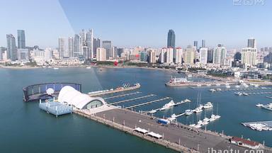 青岛城市风景航拍奥帆中心视频素材