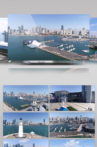 青岛城市风景航拍奥帆中心视频素材图片