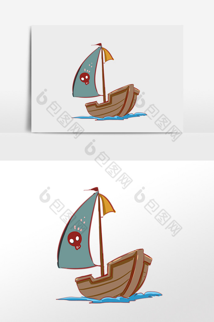 大海出行工具海盗船帆船插画图片图片