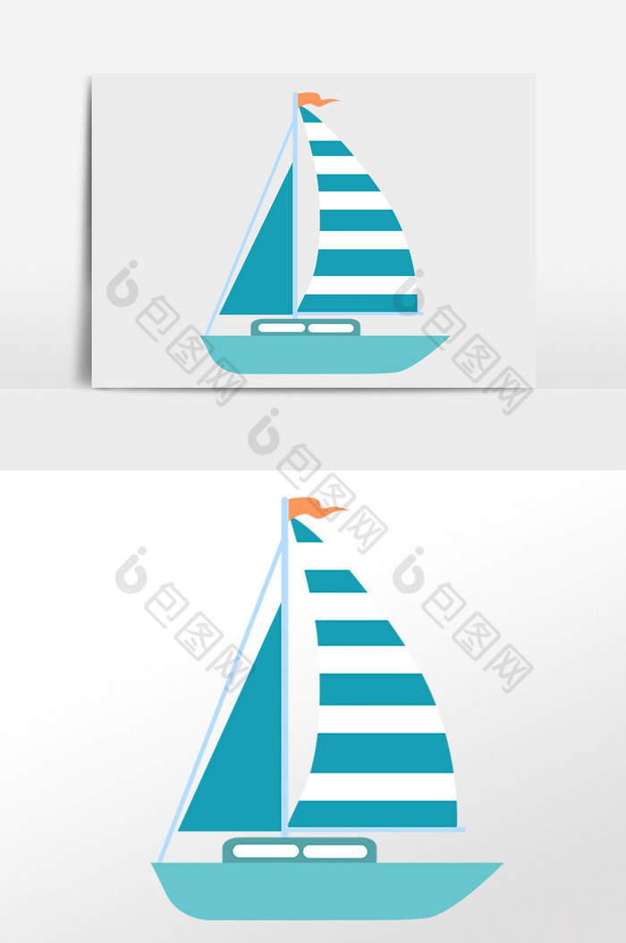 大海旅游出行蓝条帆船插画图片图片