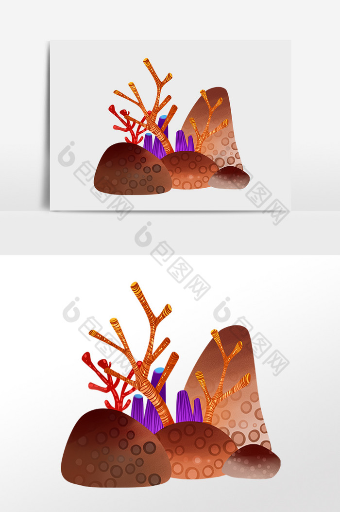 海洋海底生物石头珊瑚插画图片图片