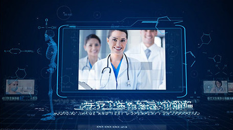 医疗科技蓝色图文展示AE模板