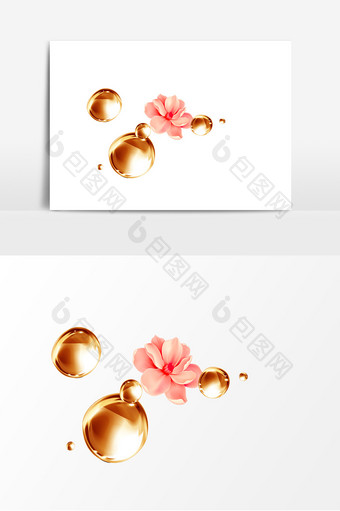 质感金色水滴花朵元素图片