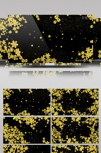 4款金色花边框带通道特效元素素材视频图片