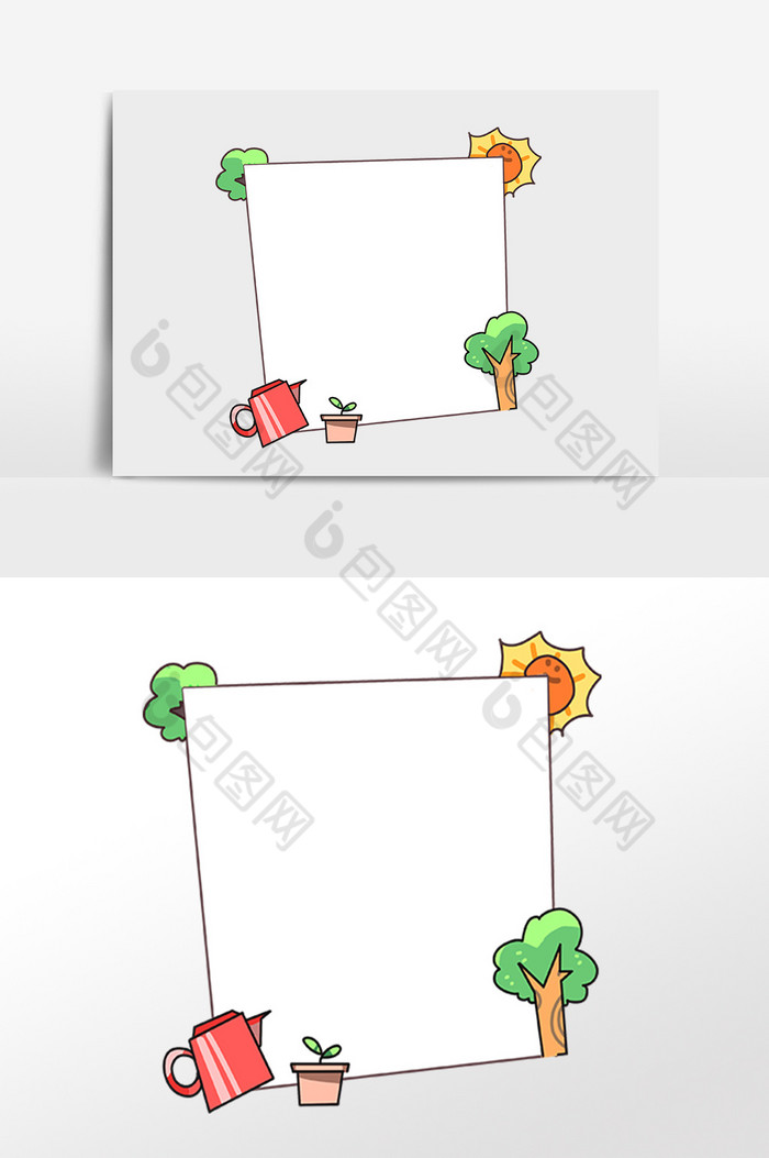 植物小树边框插画图片图片