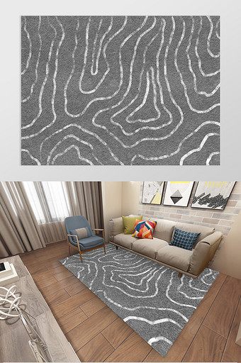 现代简约灰色淡雅纹理北欧风简约地毯图片