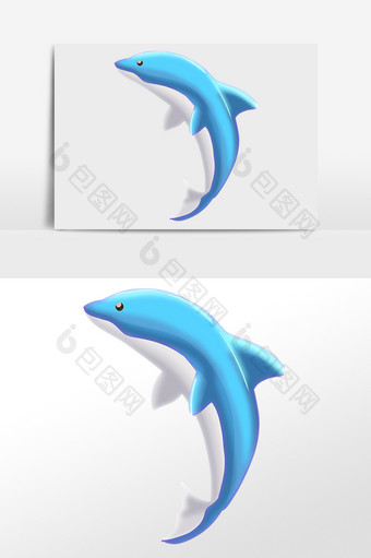 手绘海洋动物跳跃海豚水生物插画图片