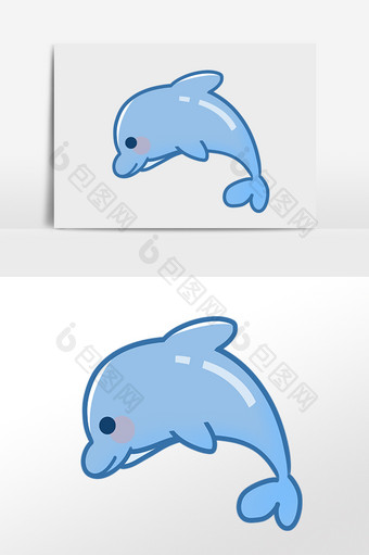 手绘海洋生物可爱海豚水生物插画图片
