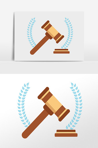 手绘法庭法官木质法槌插画图片下载