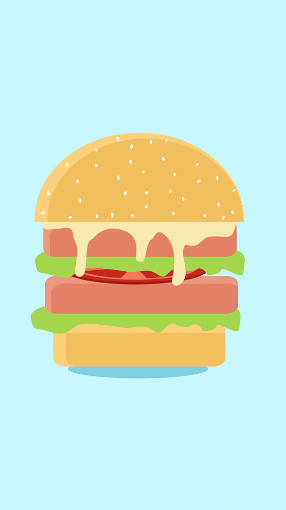 蓝色背景美味汉堡动态GIF动画
