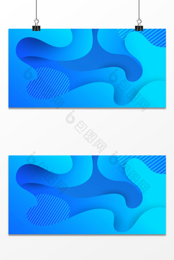 蓝色渐变多边形扁平几何流体电商科技背景图片