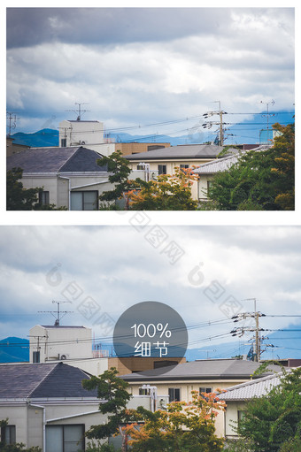 日本蓝天白云日式建筑摄影图图片