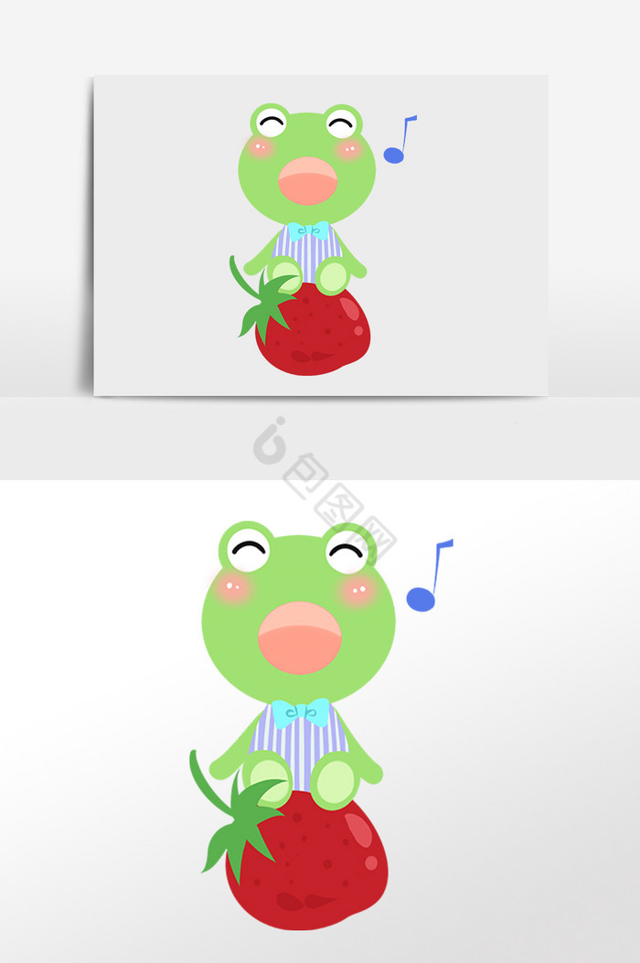 两栖动物唱歌青蛙插画