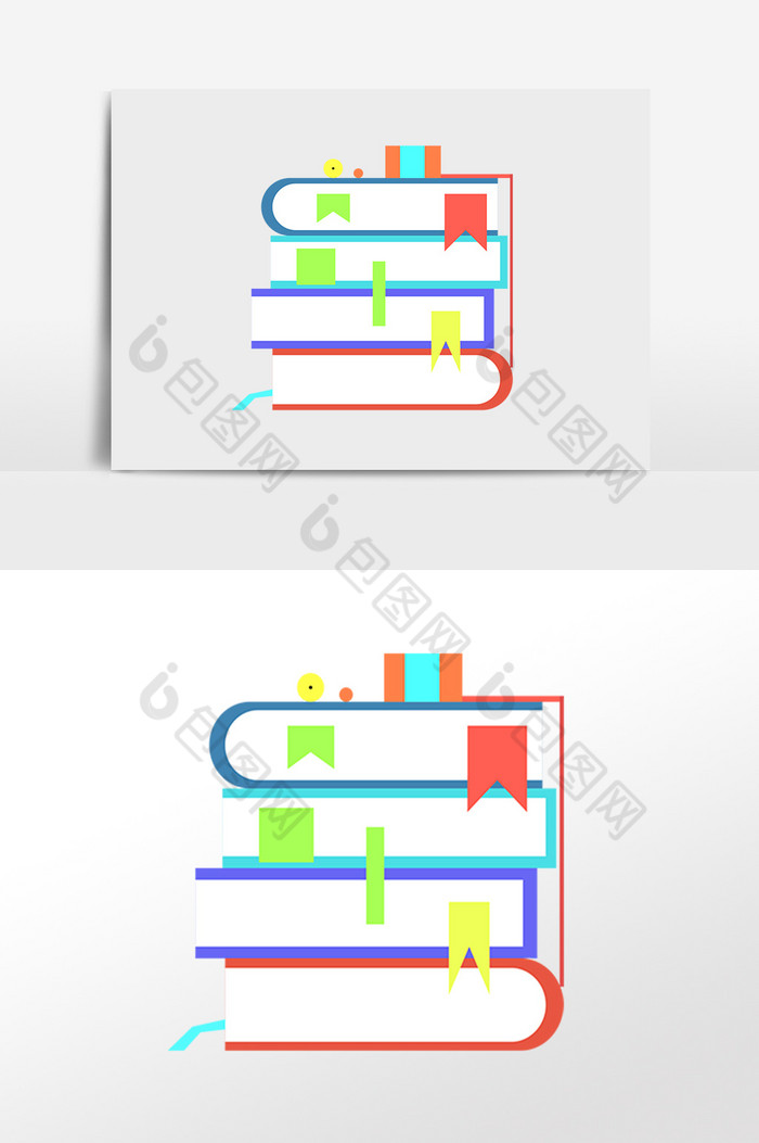 学习书籍彩色标签书本插画图片图片