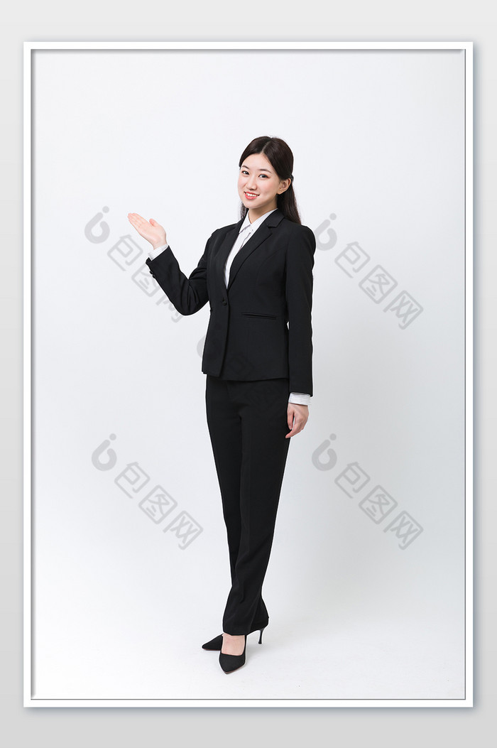 商务白领职业女性欢迎展示动作图片图片