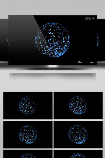 蓝色炫酷大气粒子球星展示科技背景视频图片