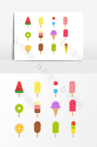 彩色水果雪糕冰激凌设计素材图片
