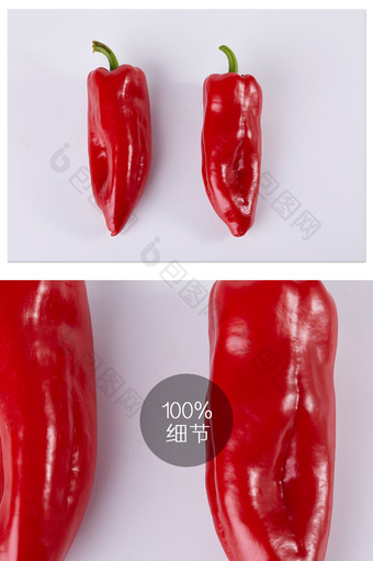 两根红辣椒美食白底图家常菜蔬菜摄影图片