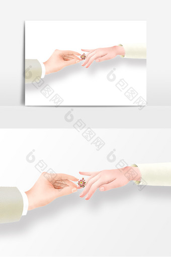 创意大气戴戒指结婚婚戒元素图片