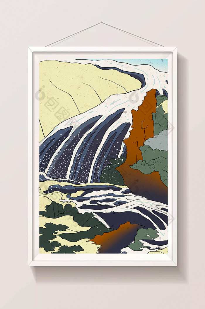 浮世绘山中流水插画图片图片