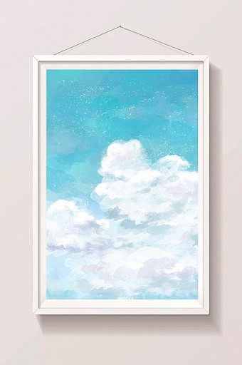 手绘蓝天和白云插画背景图片