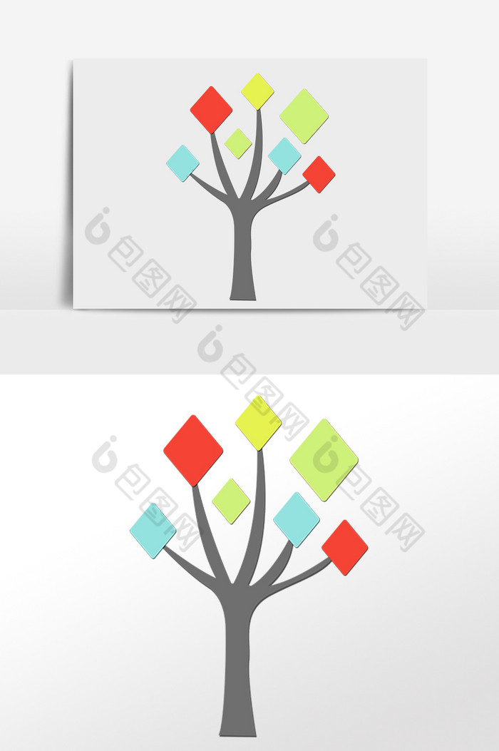 办公PPT彩色树装饰图标插画图片图片