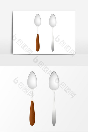 银色勺子矢量元素图片