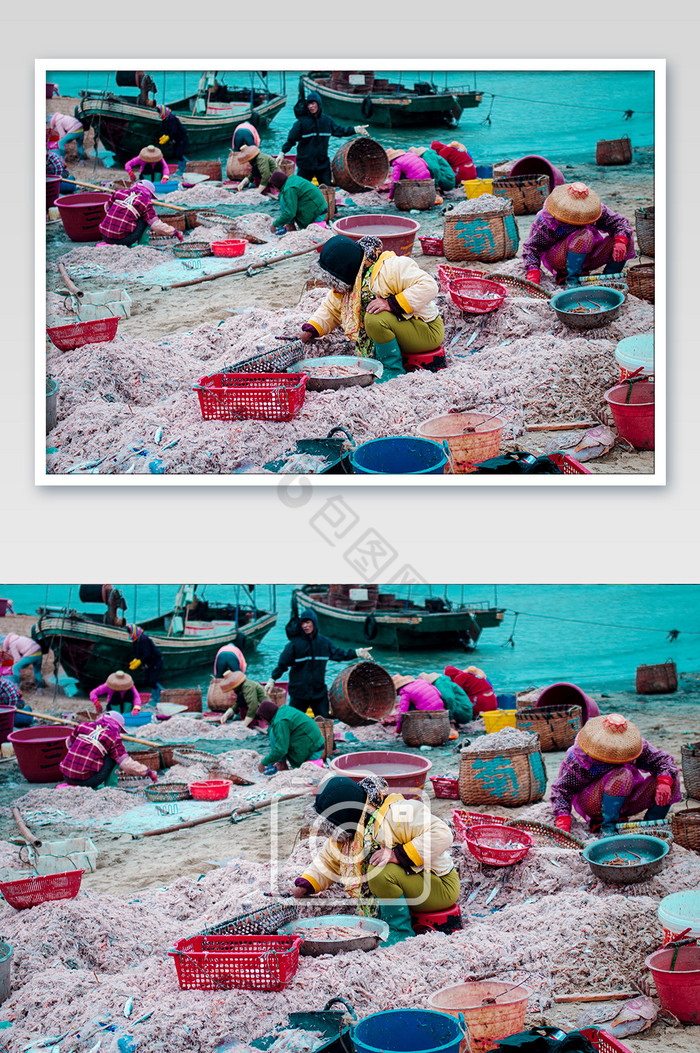 五一劳动节海南渔民丰收勤劳摄影图片