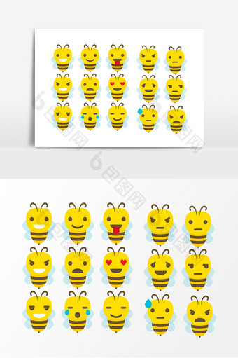 黄色蜜蜂可爱图案设计素材图片
