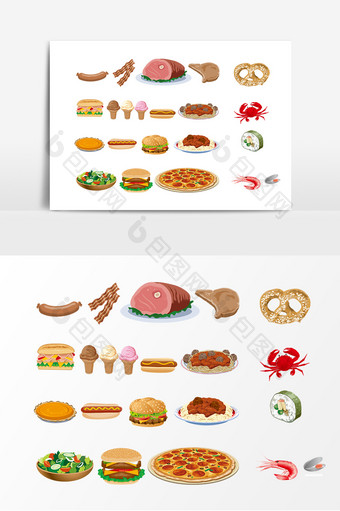 西餐食物披萨海鲜汉堡包设计素材图片
