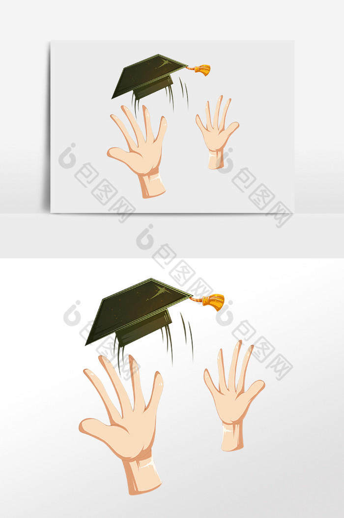 毕业狂欢季扔帽子手势插画图片图片