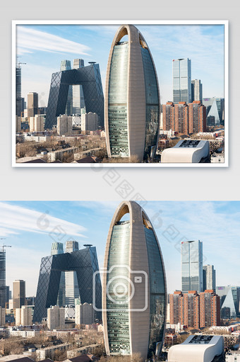 蓝色大气的北京国贸城市风光摄影图图片