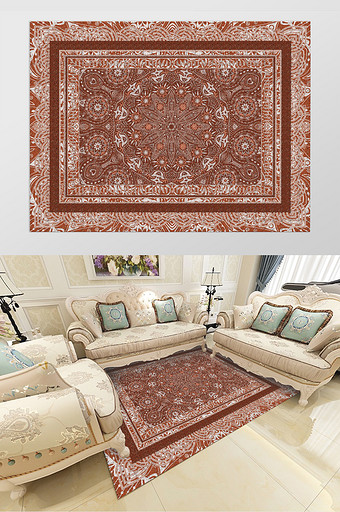 欧式大气古典花纹客厅卧室地毯图案图片