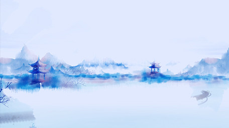 大气青色江南中国风水墨片头AE模板