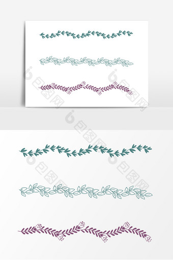 彩色植物分割线设计元素图片