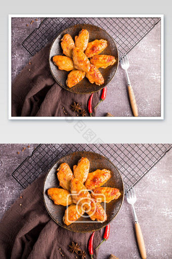高清美食小吃鸡翅中摄影图图片