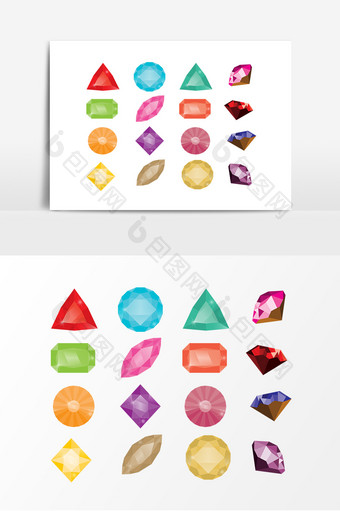 彩色立体钻石设计元素图片