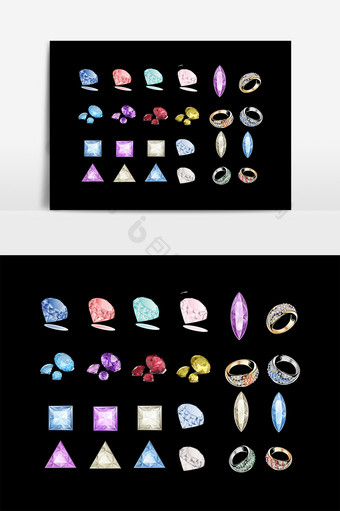 彩色立体钻石钻戒设计素材图片