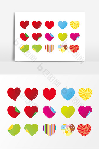 彩色心形标签设计素材图片
