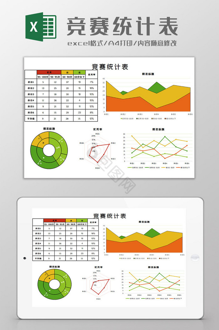 竞赛统计表Excel模板